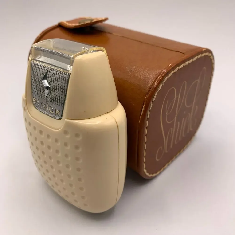 Vintage Schick 20 Electric Shaver/Razor, Complete w Leather Case, Cord & Guard